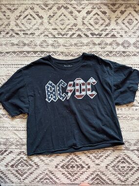 AC/DC Black Tee with American Flag Logo